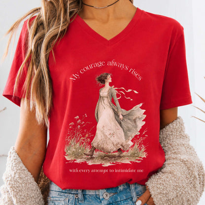 My Courage Always Rises Jane Austen Literary V-Neck