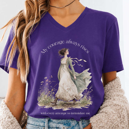 My Courage Always Rises Jane Austen Literary V-Neck