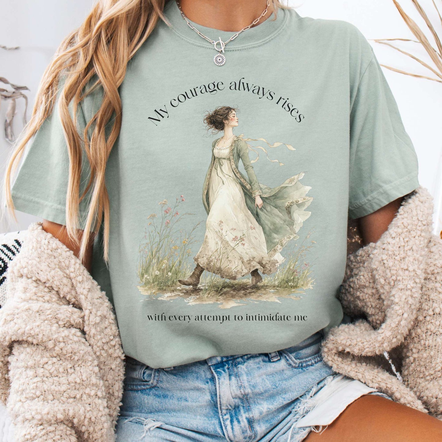 T-Shirt Bay / S My Courage Always Rises Jane Austen Literary T-Shirt The Mystic Eden