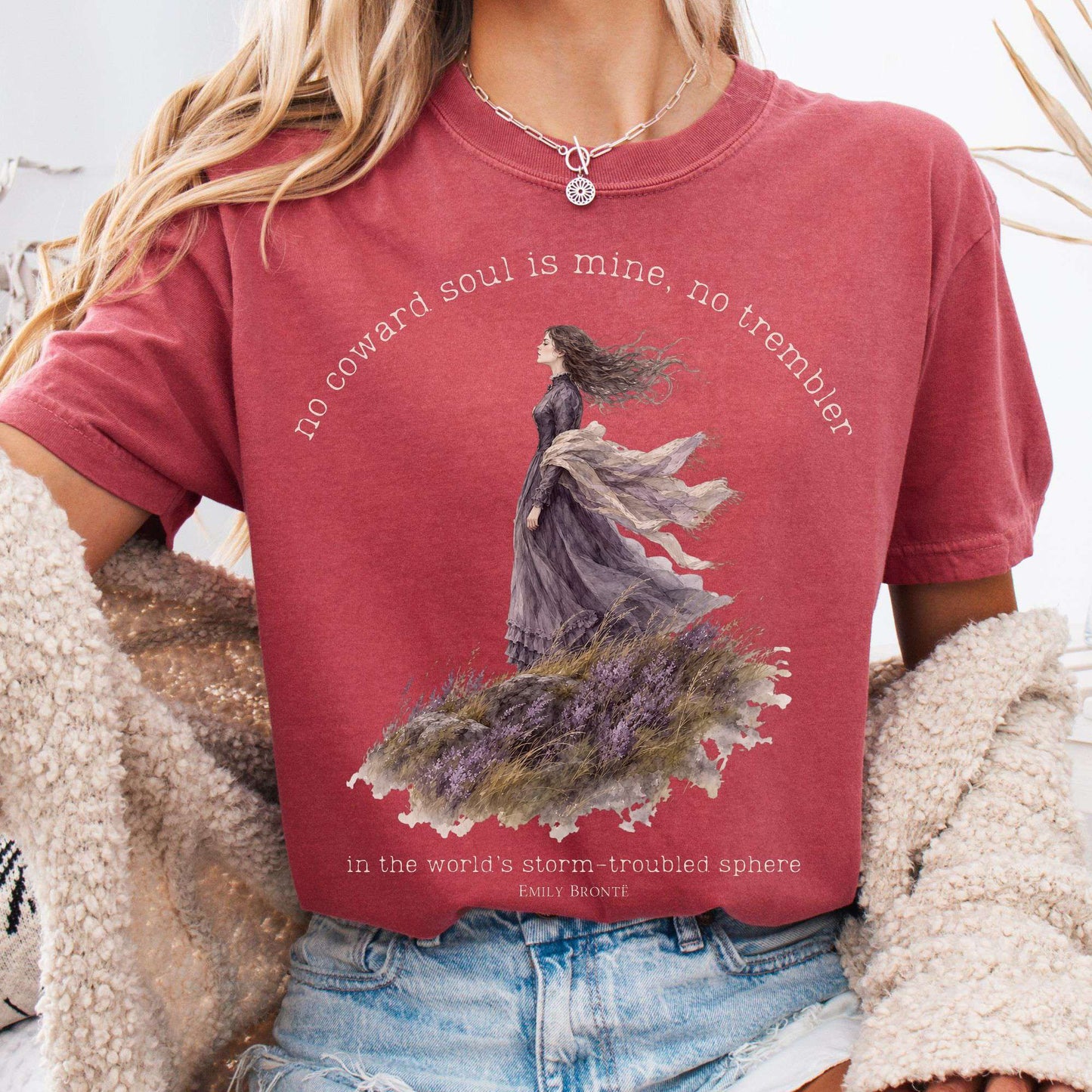 Crimson - No Coward Soul Is Mine Emily Brontë Literary T-Shirt