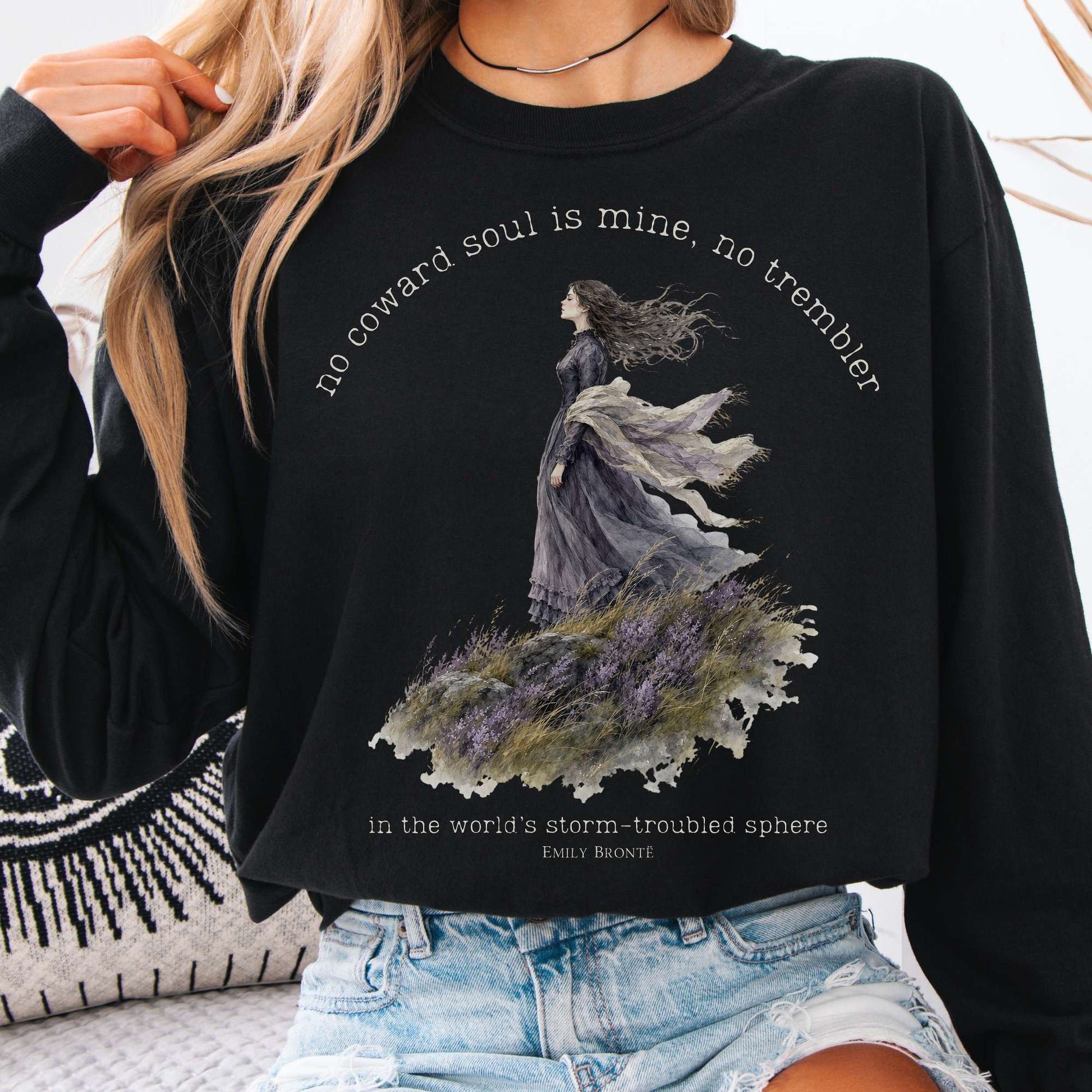 Black - No Coward Soul Is Mine Emily Brontë Literary Long Sleeve