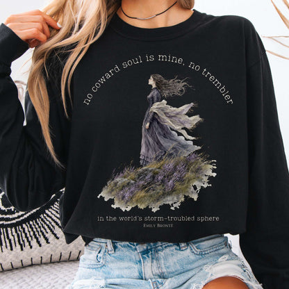 Black - No Coward Soul Is Mine Emily Brontë Literary Long Sleeve