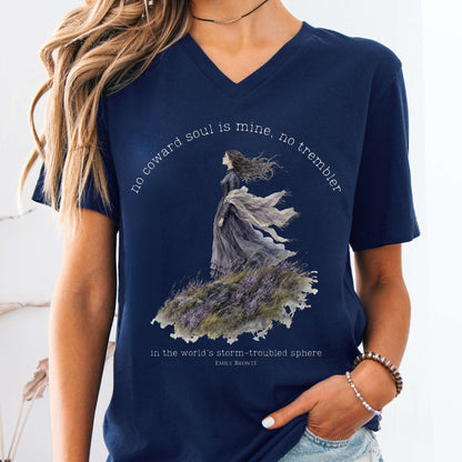 V-neck Navy / S No Coward Soul Is Mine Emily Brontë Literary V-Neck The Mystic Eden