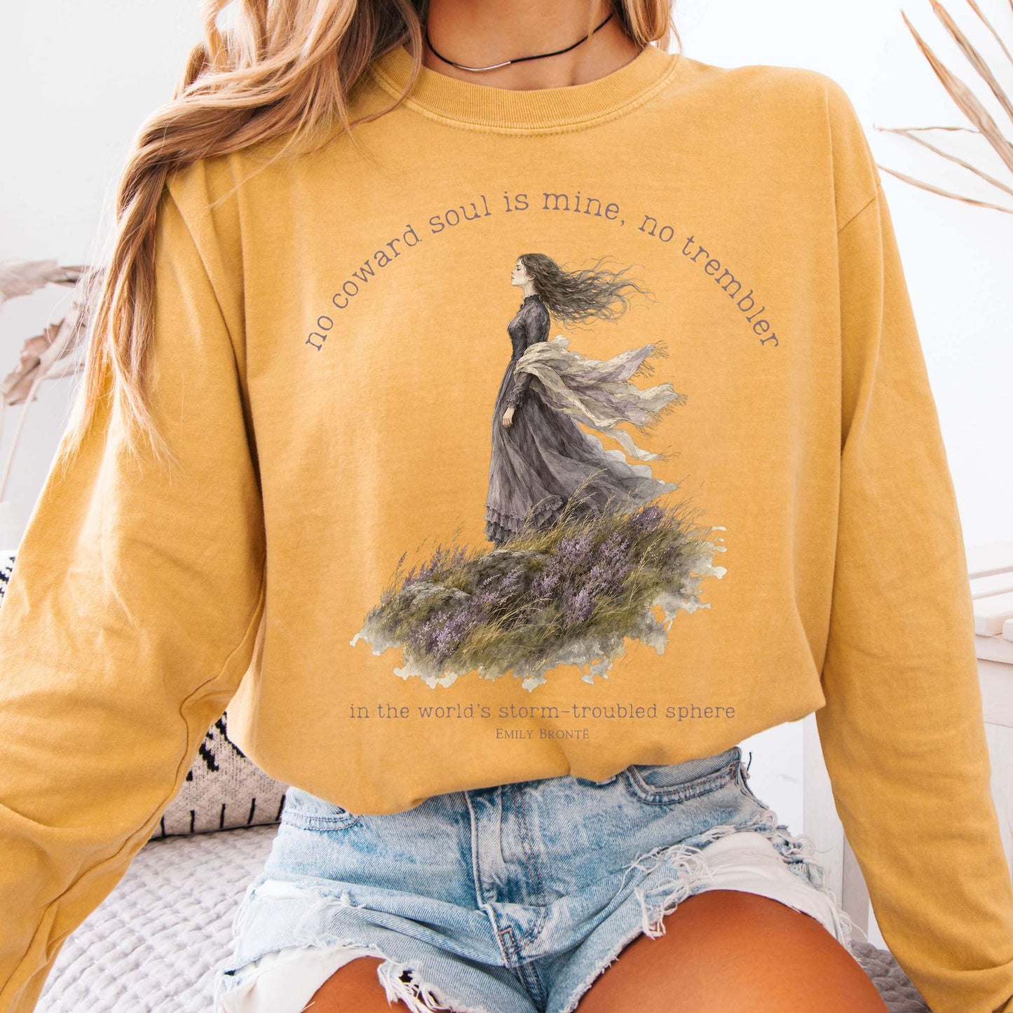 Mustard - No Coward Soul Is Mine Emily Brontë Literary Long Sleeve