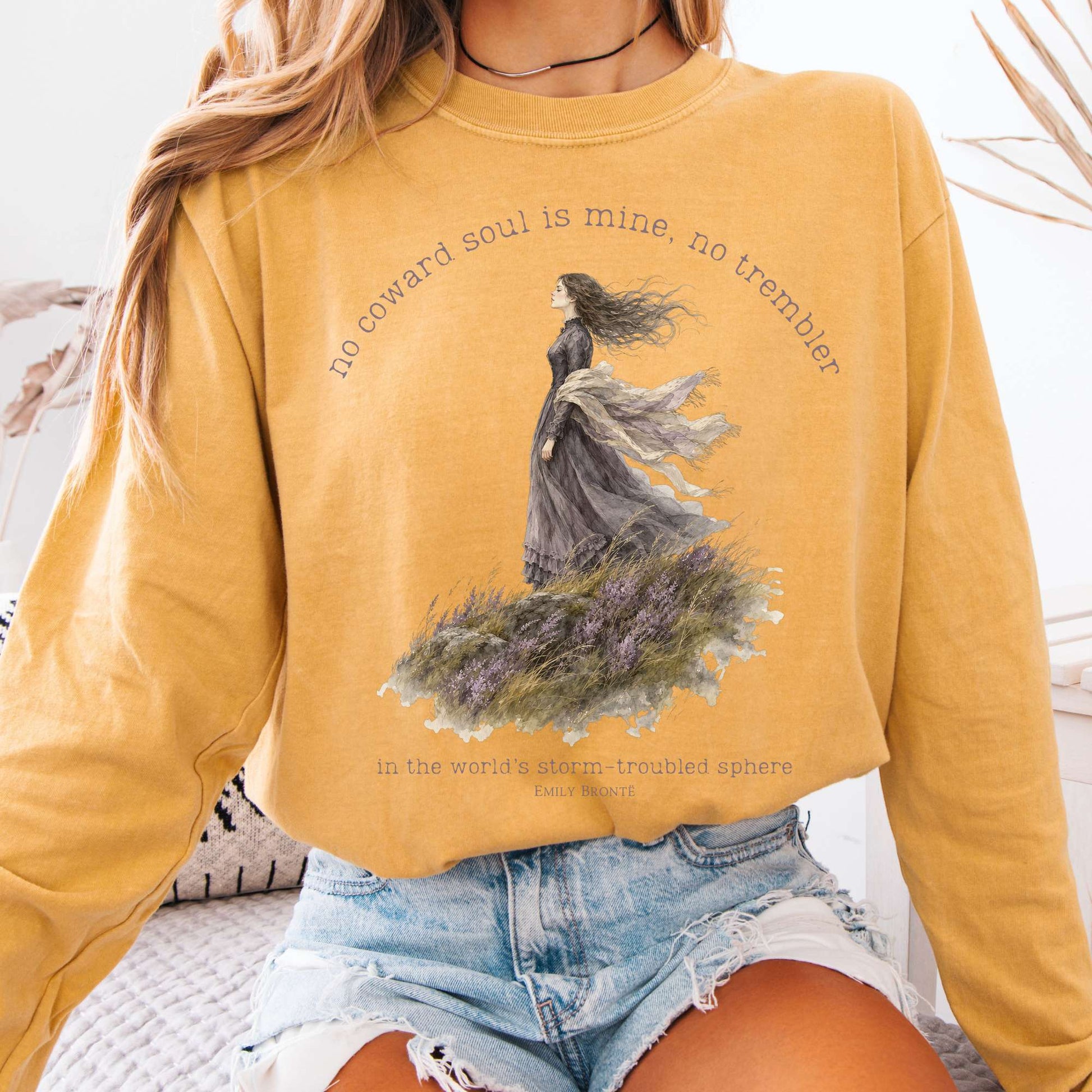 Mustard - No Coward Soul Is Mine Emily Brontë Literary Long Sleeve