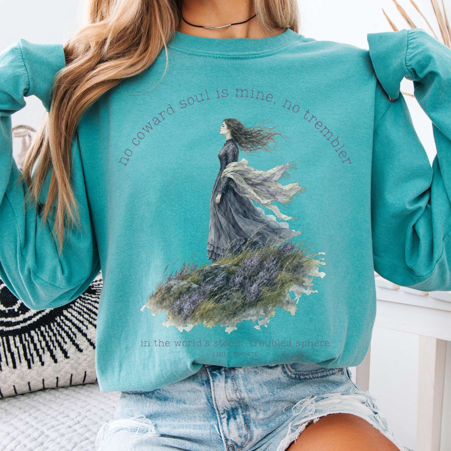 Seafoam - No Coward Soul Is Mine Emily Brontë Literary Long Sleeve