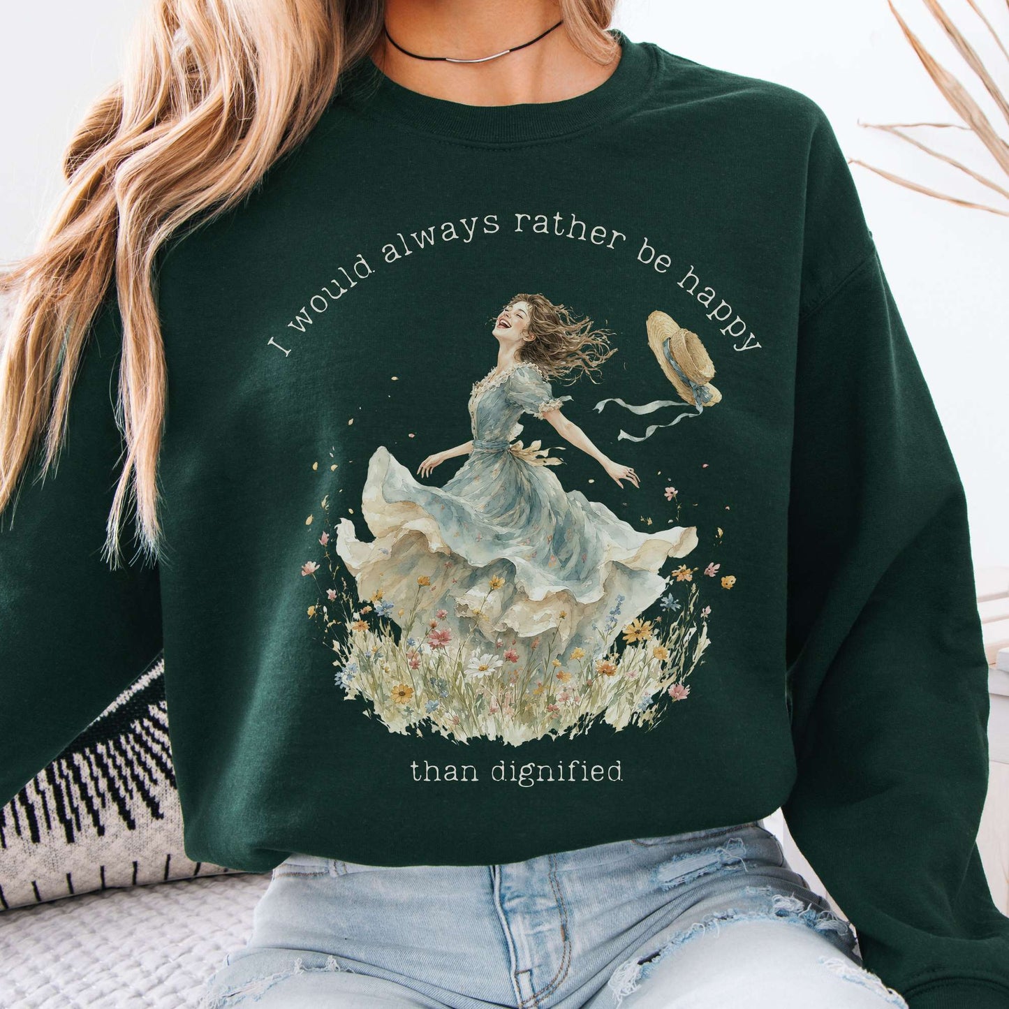 I Would Always Rather Be Happy Charlotte Brontë Literary Sweatshirt