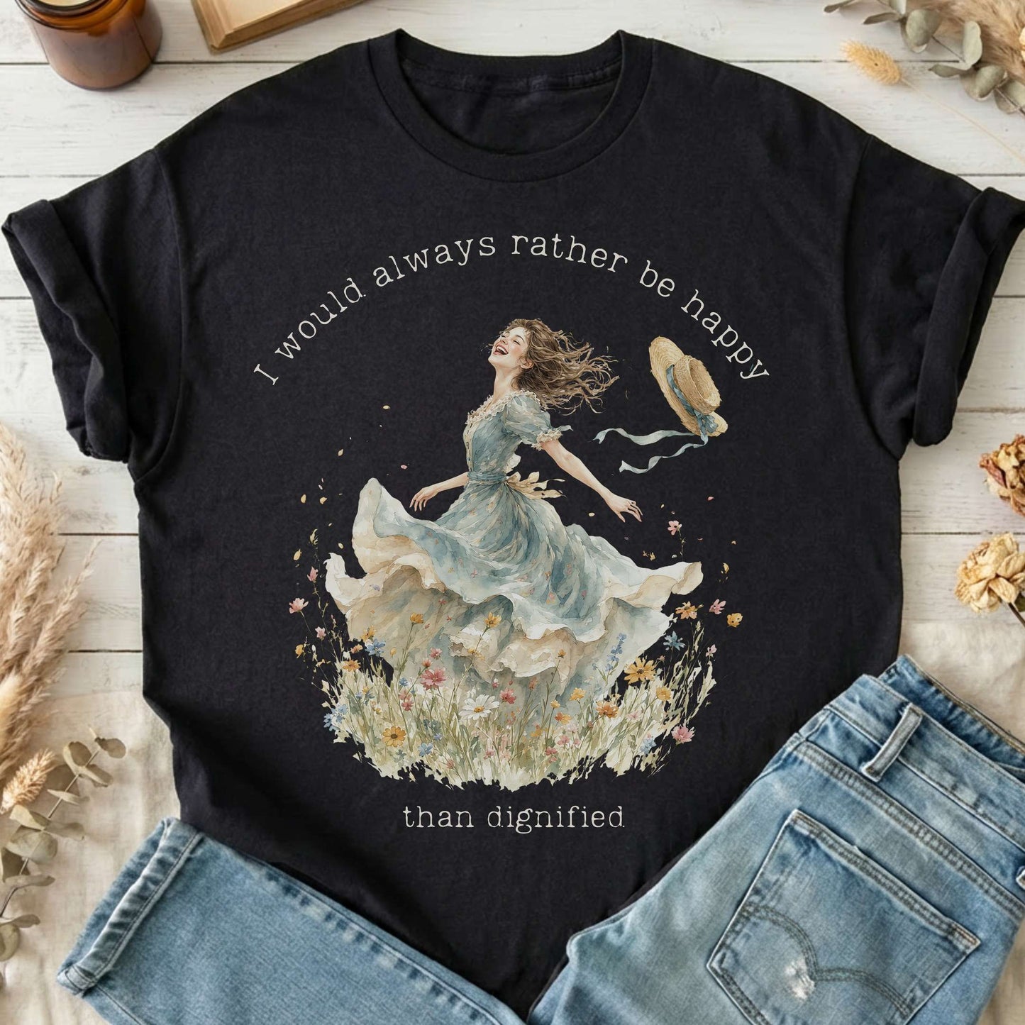 I Would Always Rather Be Happy Charlotte Brontë Literary T-Shirt