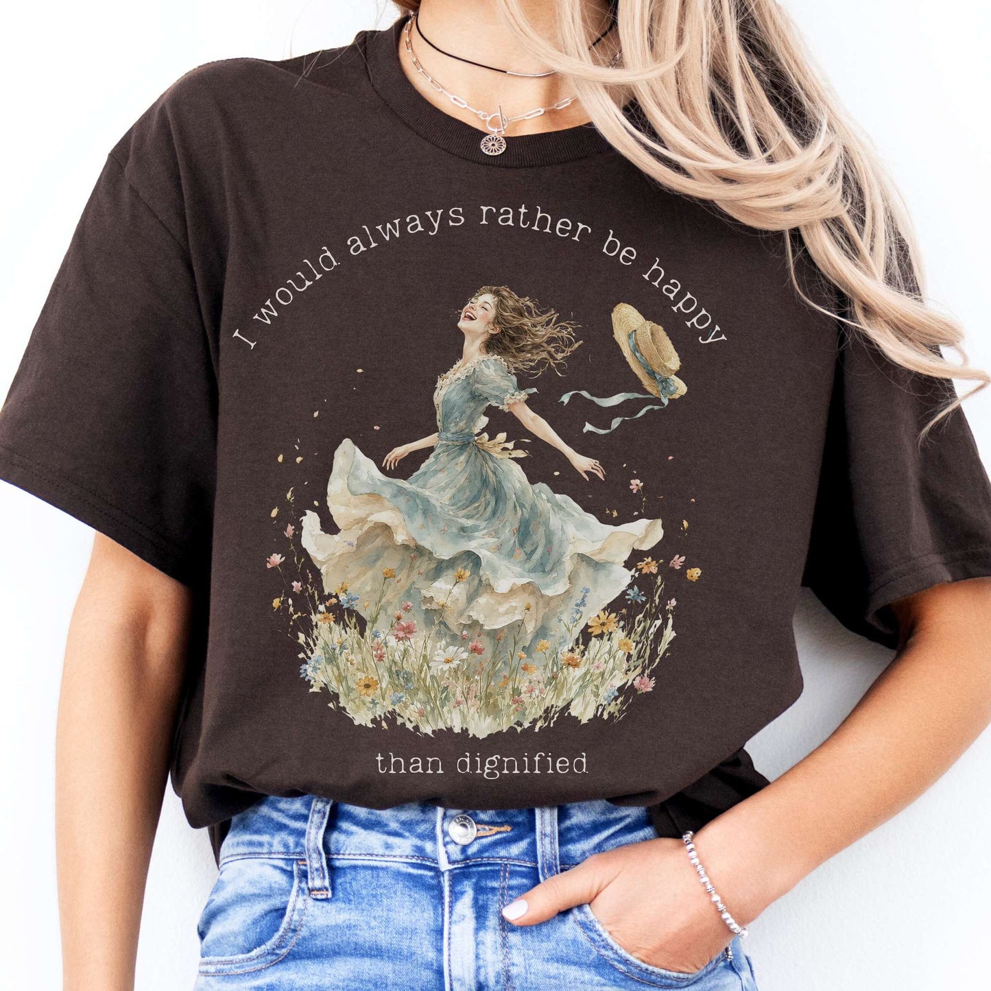 I Would Always Rather Be Happy Charlotte Brontë Literary T-Shirt