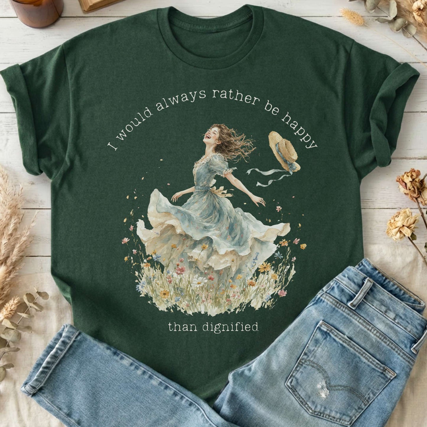 I Would Always Rather Be Happy Charlotte Brontë Literary T-Shirt