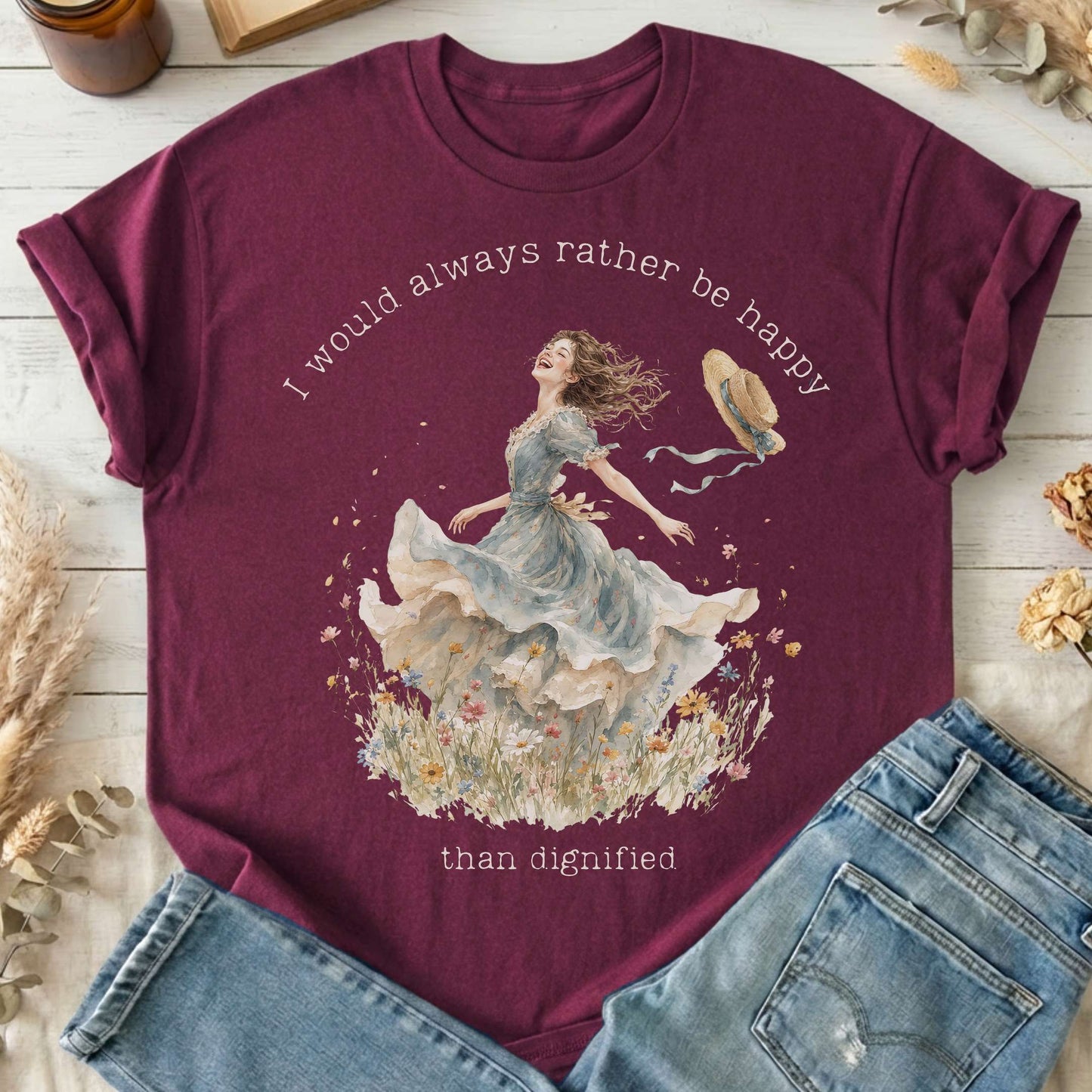 I Would Always Rather Be Happy Charlotte Brontë Literary T-Shirt