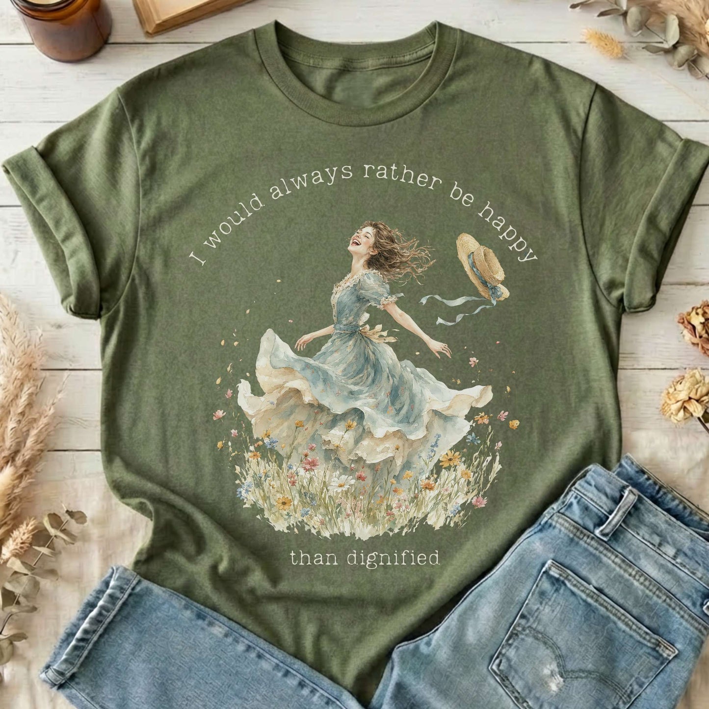 I Would Always Rather Be Happy Charlotte Brontë Literary T-Shirt