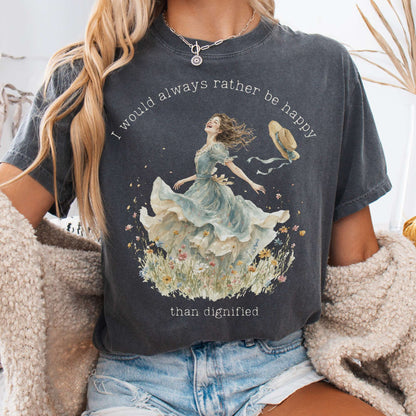 T-Shirt Pepper / S I Would Always Rather Be Happy Charlotte Brontë Literary T-Shirt The Mystic Eden