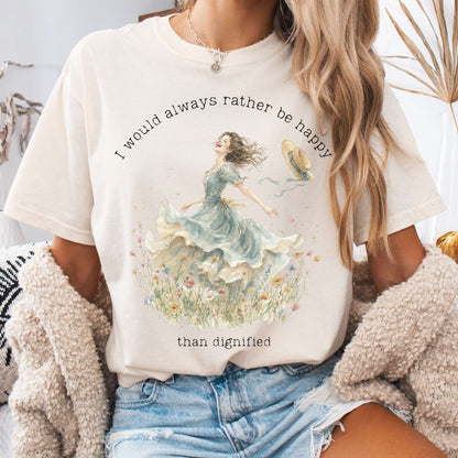 T-Shirt Ivory / S I Would Always Rather Be Happy Charlotte Brontë Literary T-Shirt The Mystic Eden