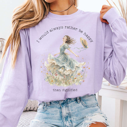 Long-sleeve Orchid / S I Would Always Rather Be Happy Charlotte Brontë Literary Long Sleeve The Mystic Eden