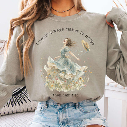 Long-sleeve Sandstone / S I Would Always Rather Be Happy Charlotte Brontë Literary Long Sleeve The Mystic Eden