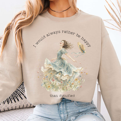 Sweatshirt Sand / S I Would Always Rather Be Happy Charlotte Brontë Literary Crewneck Sweatshirt The Mystic Eden