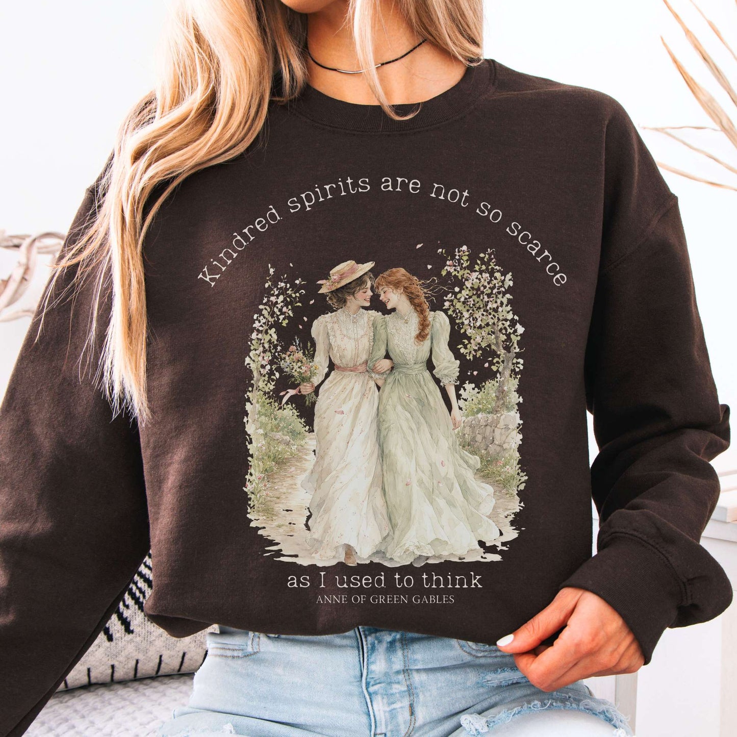 Dark Chocolate - Kindred Spirits Anne of Green Gables Literary Crewneck Sweatshirt