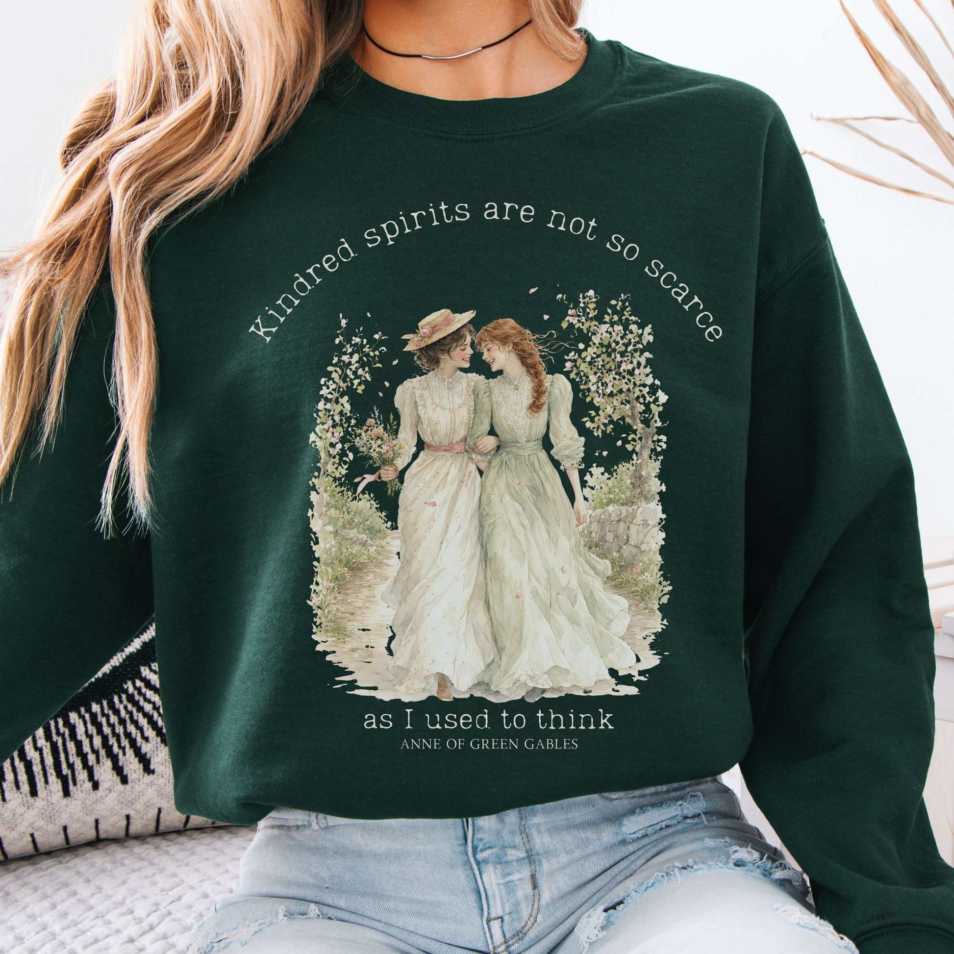 Forest Green - Kindred Spirits Anne of Green Gables Literary Crewneck Sweatshirt