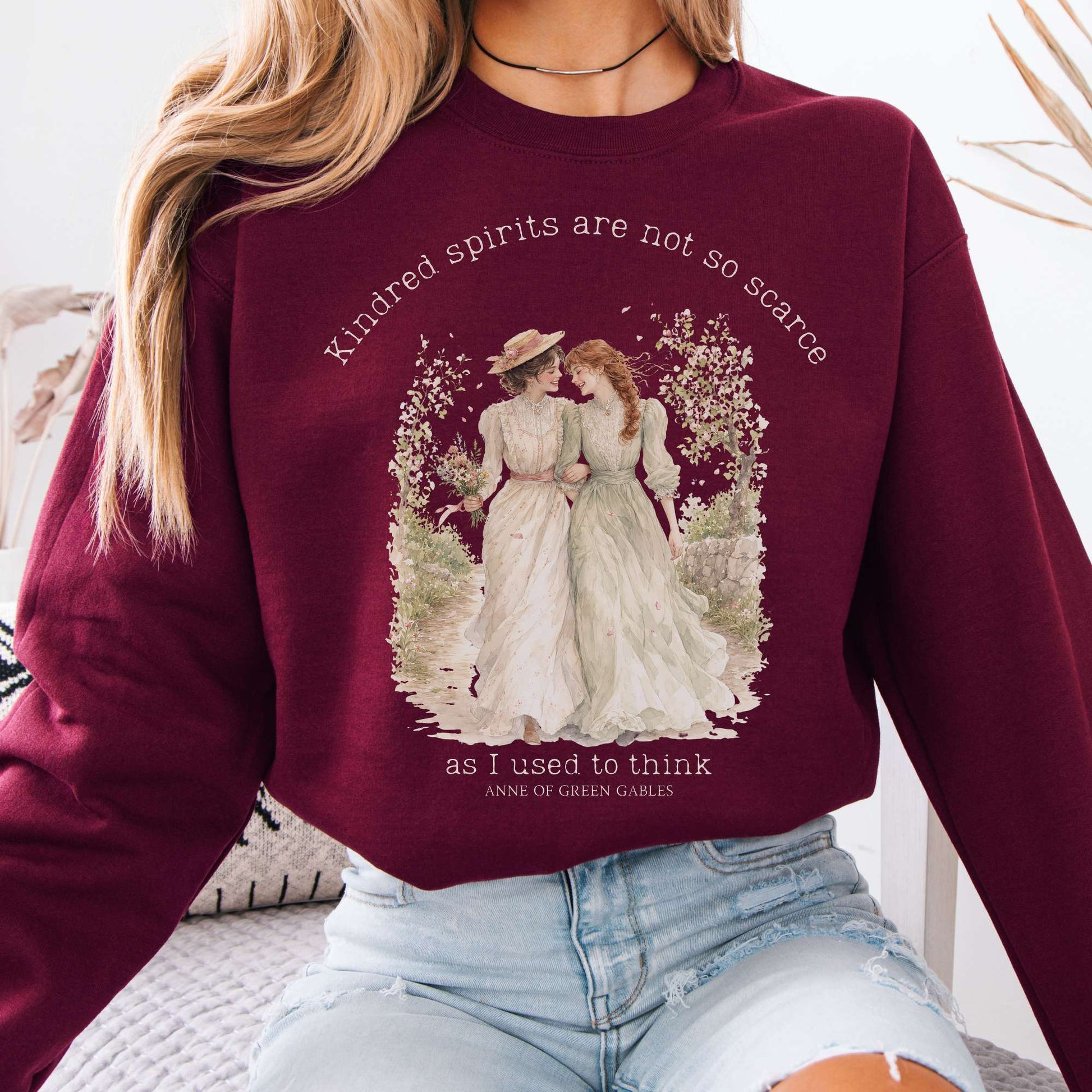 Maroon - Kindred Spirits Anne of Green Gables Literary Crewneck Sweatshirt