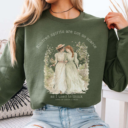 Military Green - Kindred Spirits Anne of Green Gables Literary Crewneck Sweatshirt