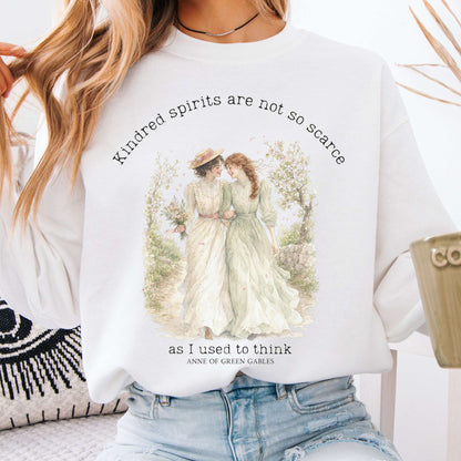 White - Kindred Spirits Anne of Green Gables Literary Crewneck Sweatshirt