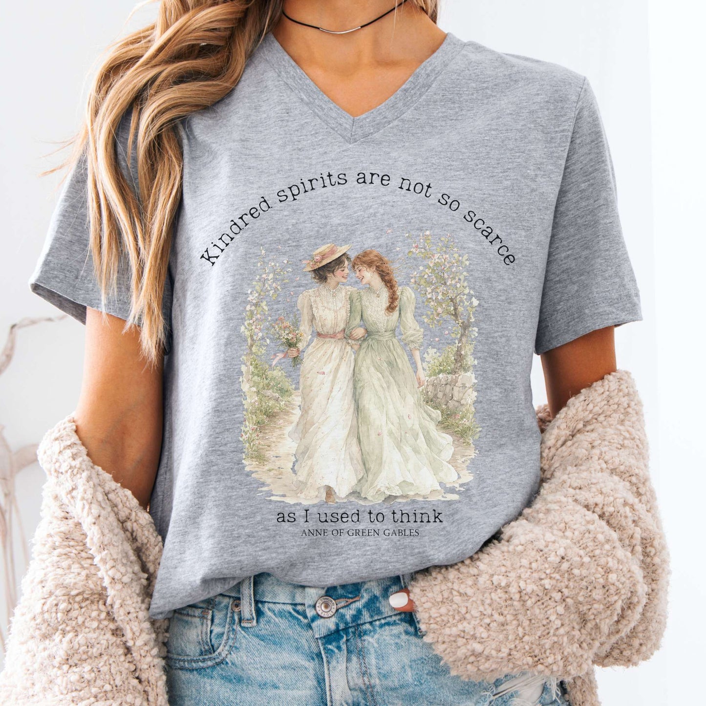Athletic Heather - Kindred Spirits Anne of Green Gables Literary V-Neck