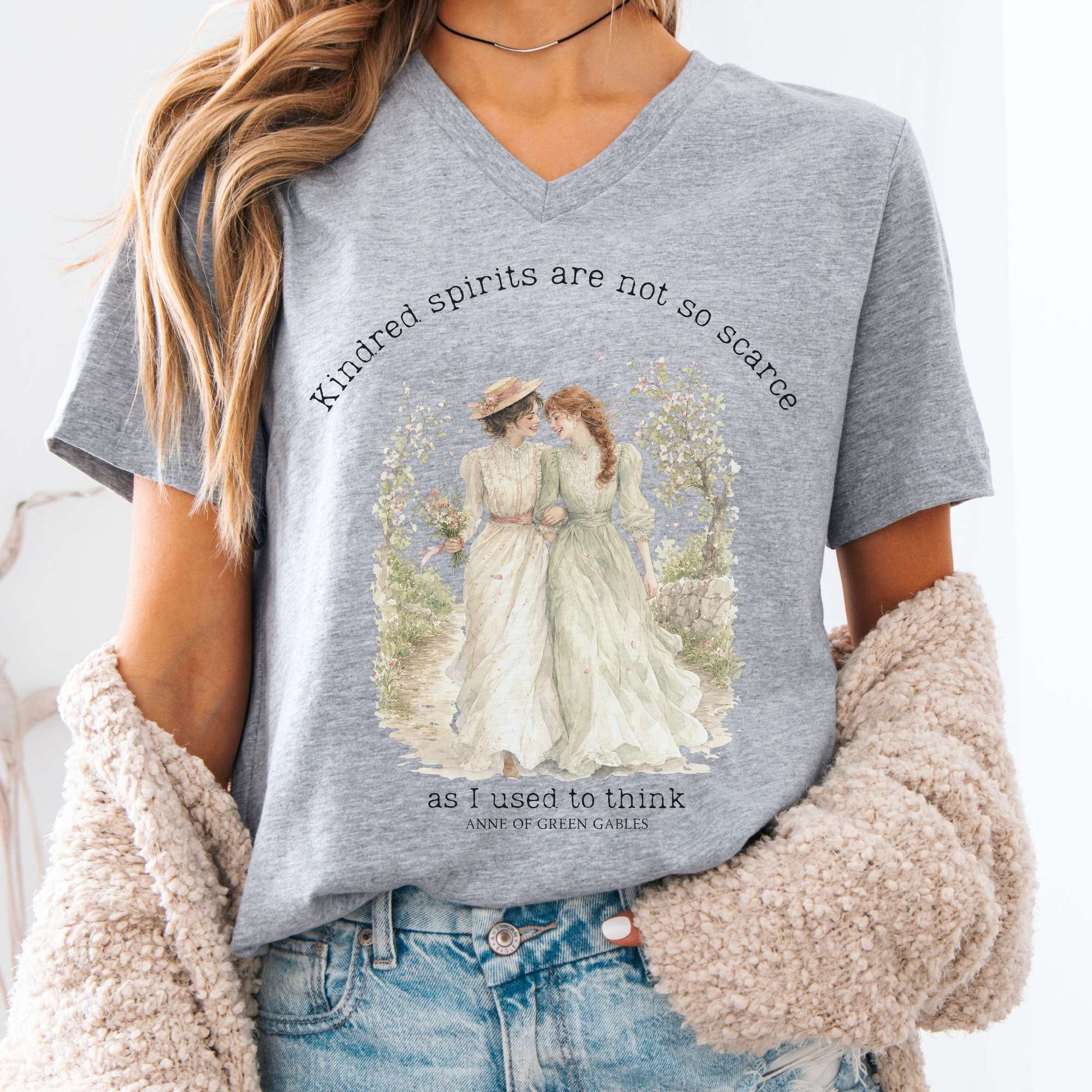 Athletic Heather - Kindred Spirits Anne of Green Gables Literary V-Neck