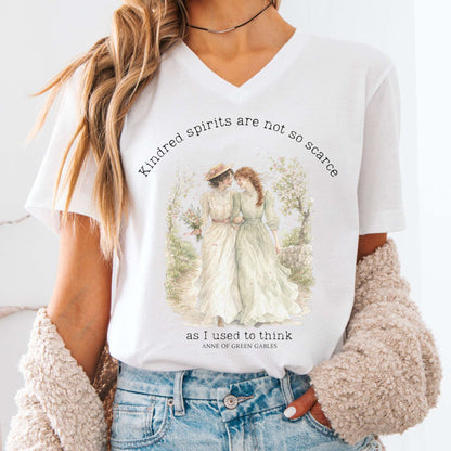 White - Kindred Spirits Anne of Green Gables Literary V-Neck