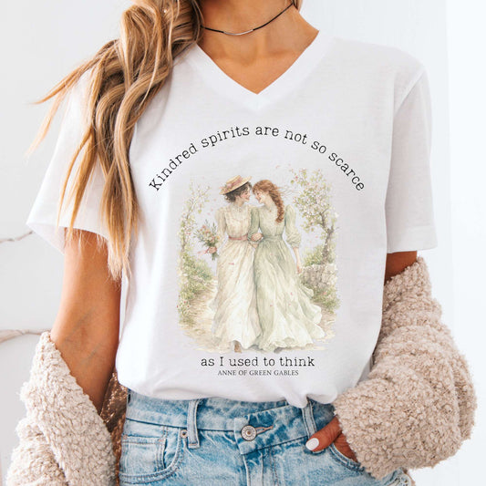 V-neck White / S Kindred Spirits Anne of Green Gables Literary V-Neck The Mystic Eden