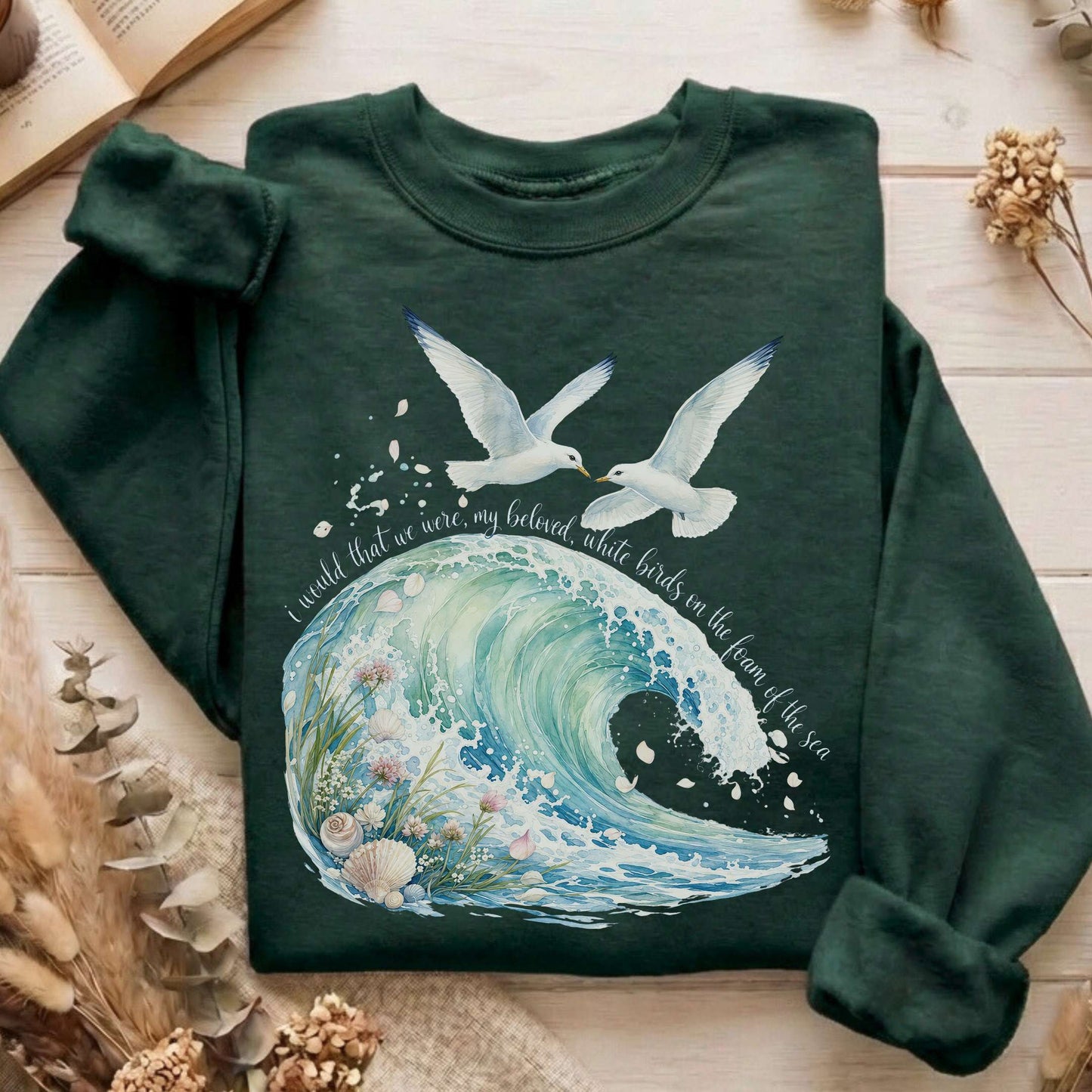 I Would That We Were White Birds W.B. Yeats Literary Sweatshirt