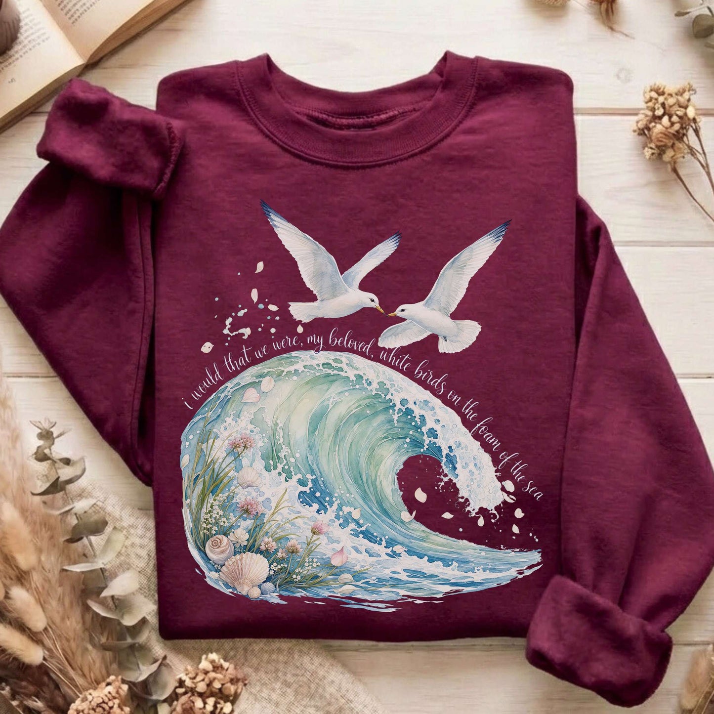 I Would That We Were White Birds W.B. Yeats Literary Sweatshirt