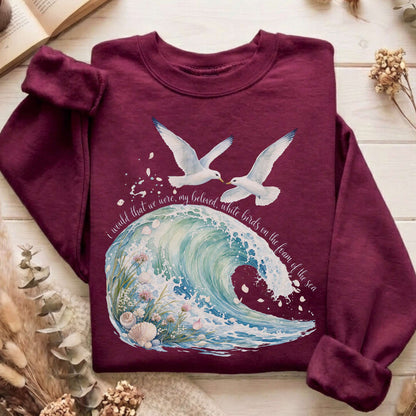 I Would That We Were White Birds W.B. Yeats Literary Sweatshirt