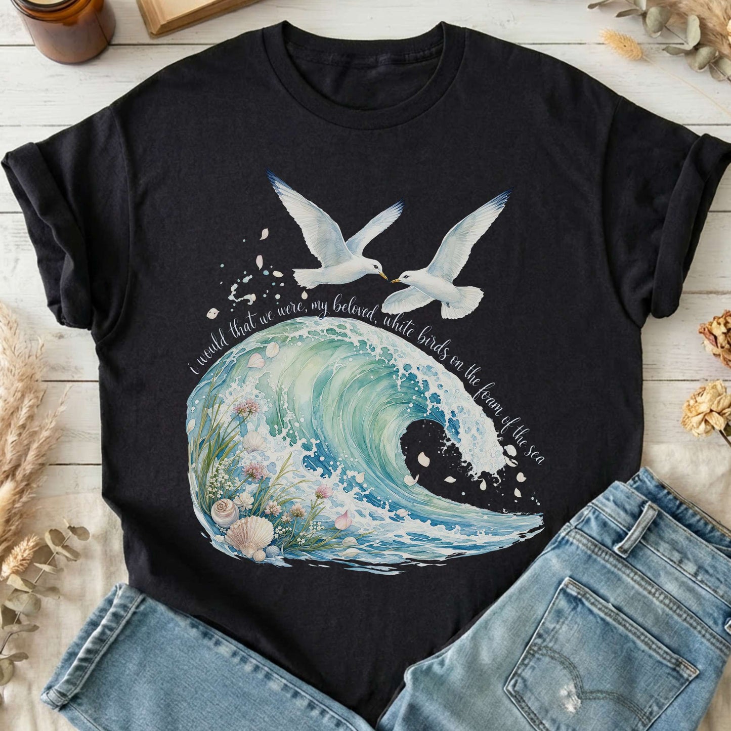 I Would That We Were White Birds W.B. Yeats Literary T-Shirt