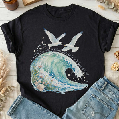 I Would That We Were White Birds W.B. Yeats Literary T-Shirt