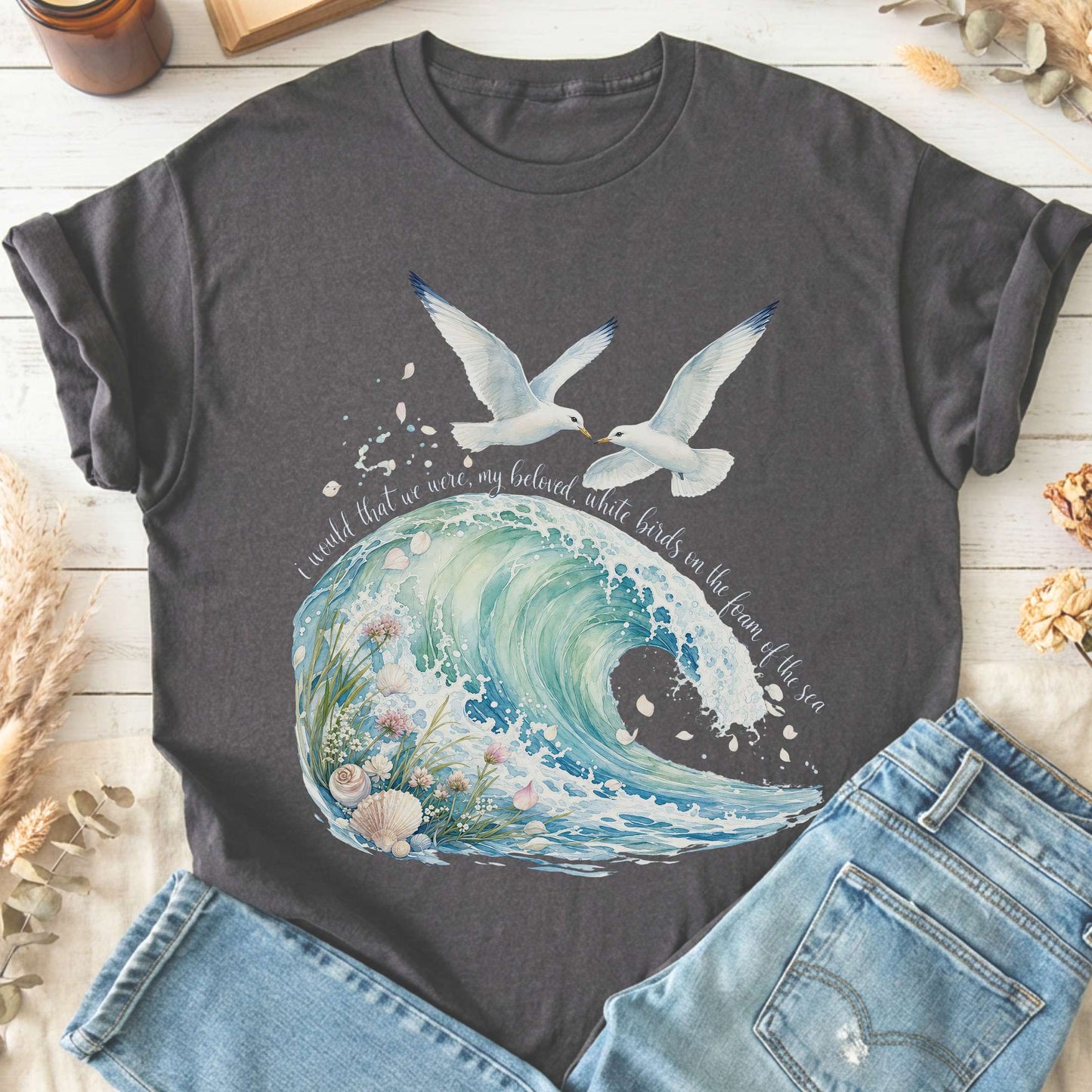 I Would That We Were White Birds W.B. Yeats Literary T-Shirt