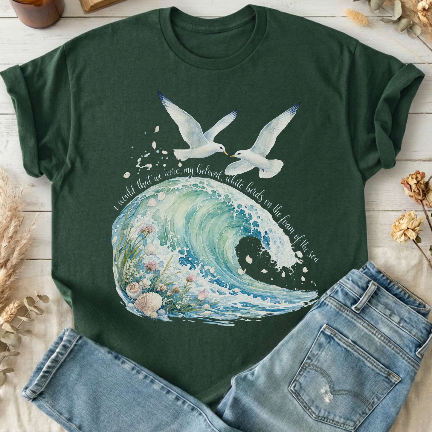 I Would That We Were White Birds W.B. Yeats Literary T-Shirt