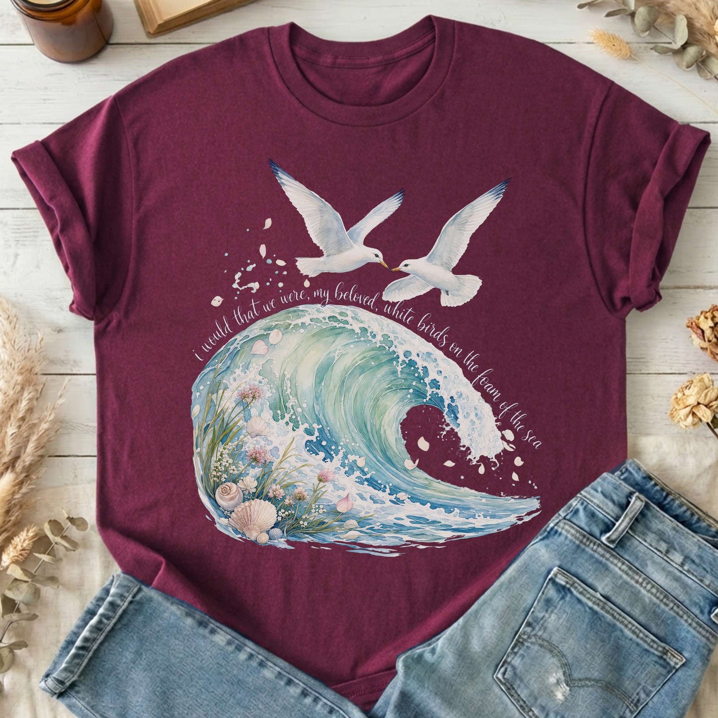 I Would That We Were White Birds W.B. Yeats Literary T-Shirt