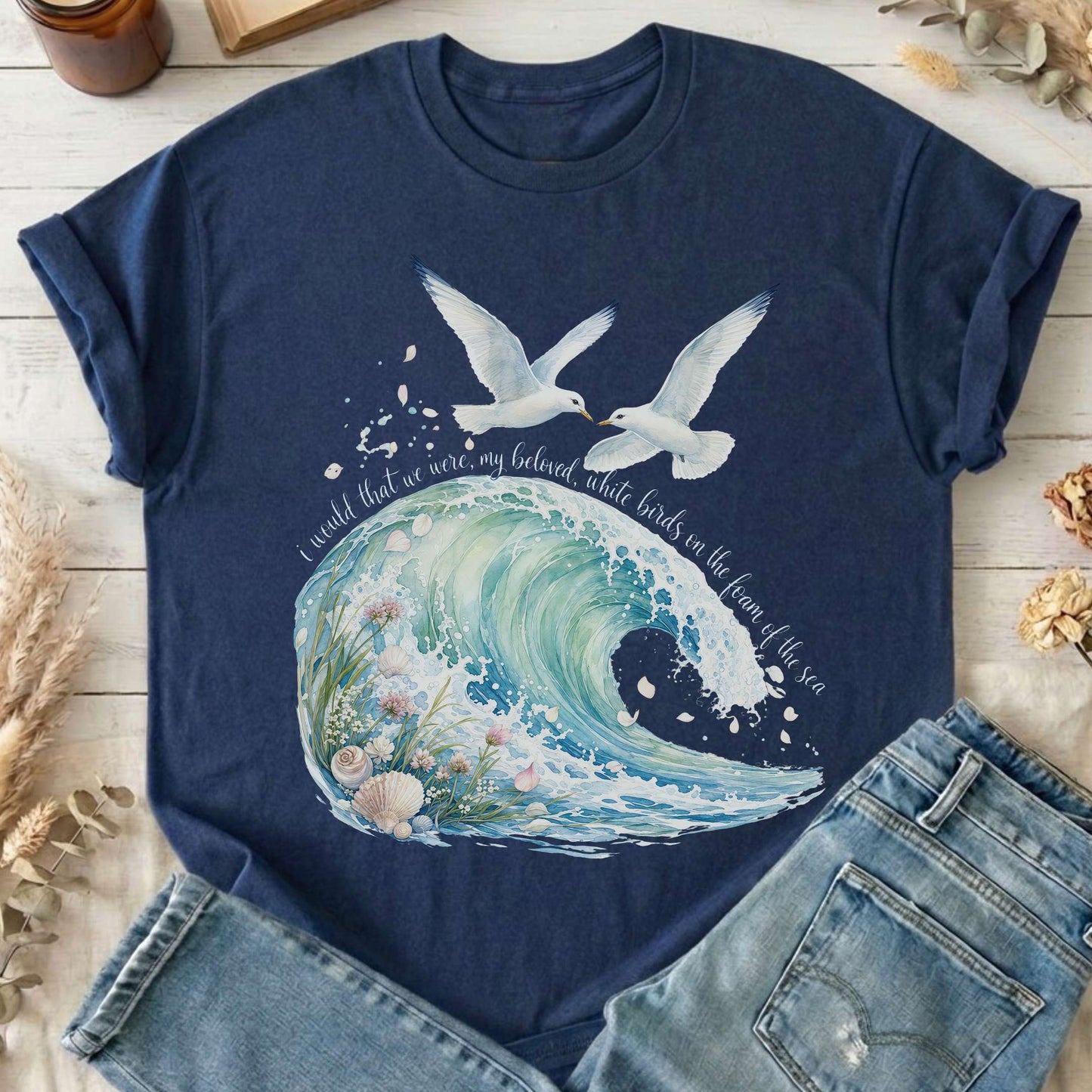 I Would That We Were White Birds W.B. Yeats Literary T-Shirt