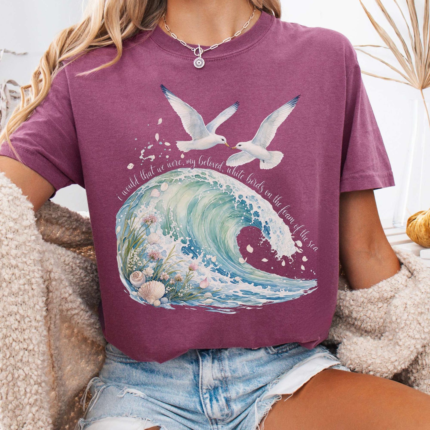 T-Shirt Berry / S I Would That We Were White Birds W.B. Yeats Literary T-Shirt The Mystic Eden