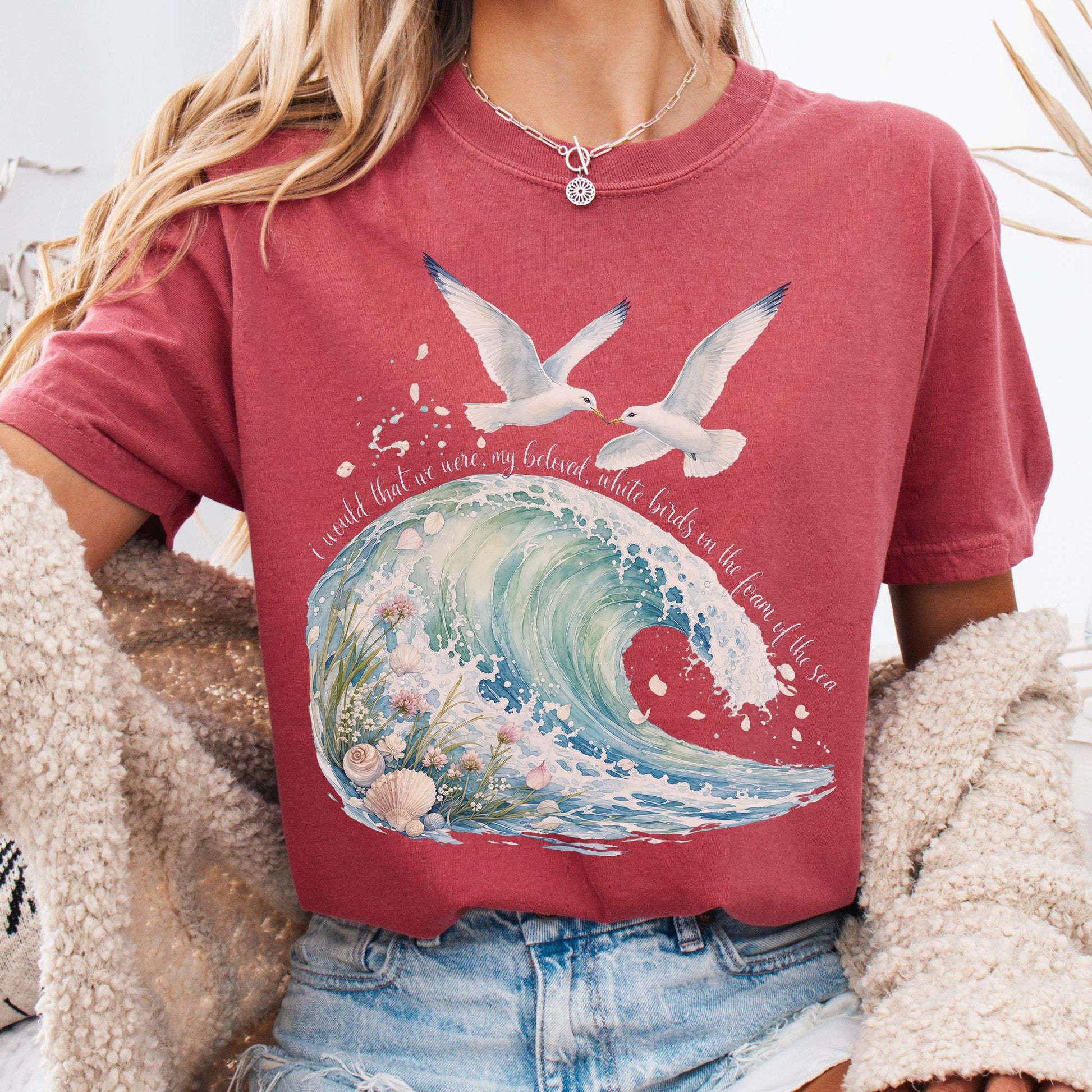 T-Shirt Crimson / S I Would That We Were White Birds W.B. Yeats Literary T-Shirt The Mystic Eden