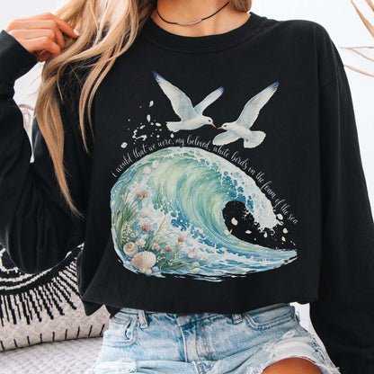 Long-sleeve Black / S I Would That We Were White Birds W.B. Yeats Literary Long Sleeve The Mystic Eden