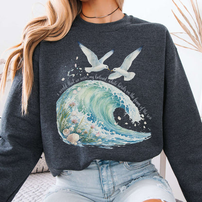 Sweatshirt Dark Heather / S I Would That We Were White Birds W.B. Yeats Literary Crewneck Sweatshirt The Mystic Eden