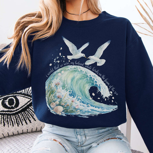 Sweatshirt Navy / S I Would That We Were White Birds W.B. Yeats Literary Crewneck Sweatshirt The Mystic Eden