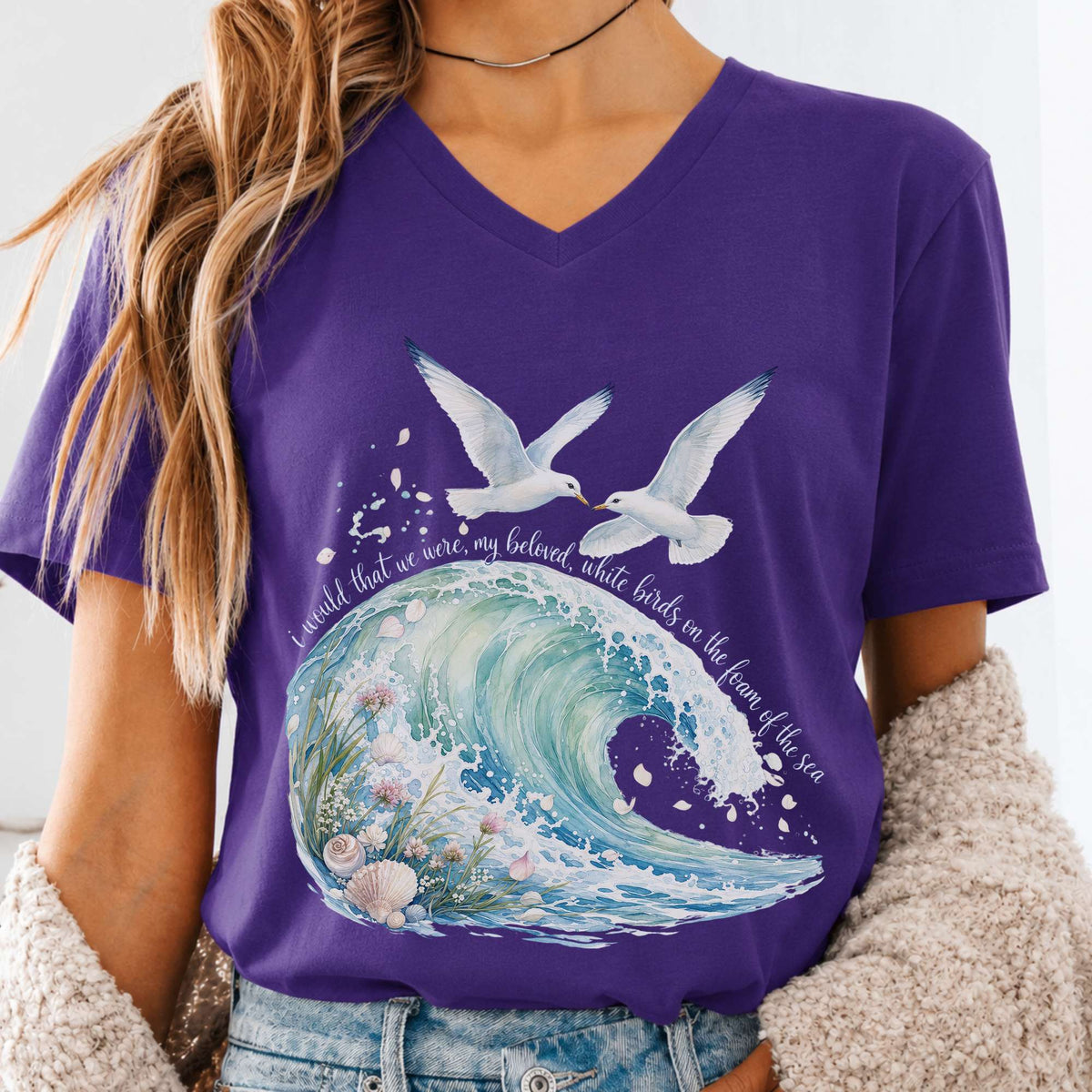 I Would That We Were White Birds W.B. Yeats Literary V-Neck