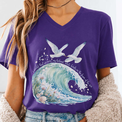 I Would That We Were White Birds W.B. Yeats Literary V-Neck