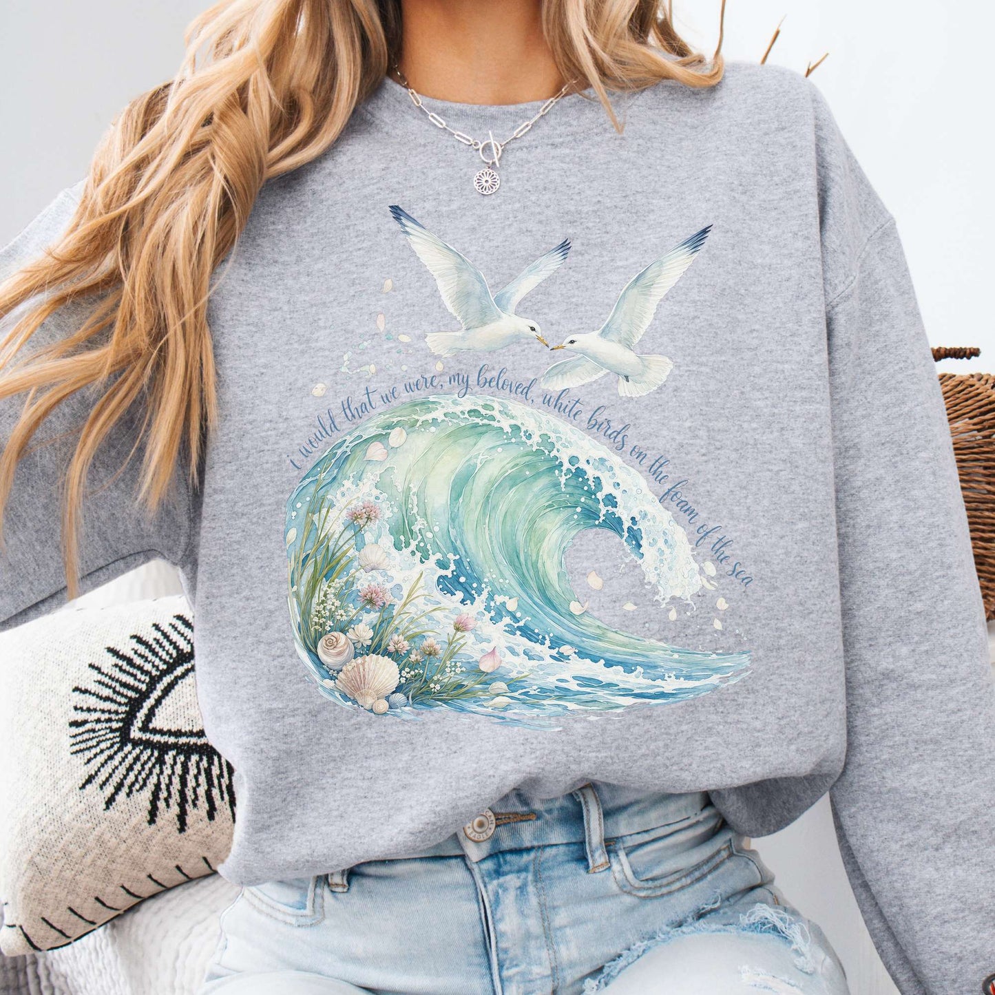 I Would That We Were White Birds W.B. Yeats Literary Sweatshirt