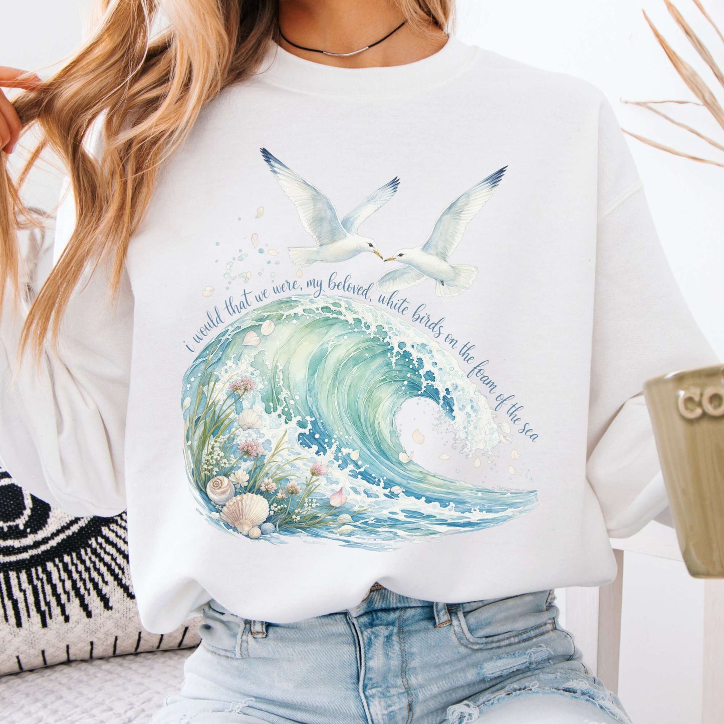 I Would That We Were White Birds W.B. Yeats Literary Sweatshirt