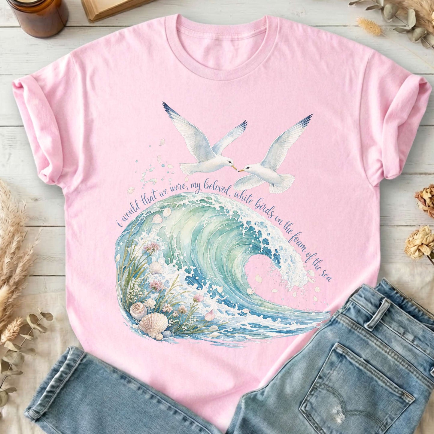I Would That We Were White Birds W.B. Yeats Literary T-Shirt