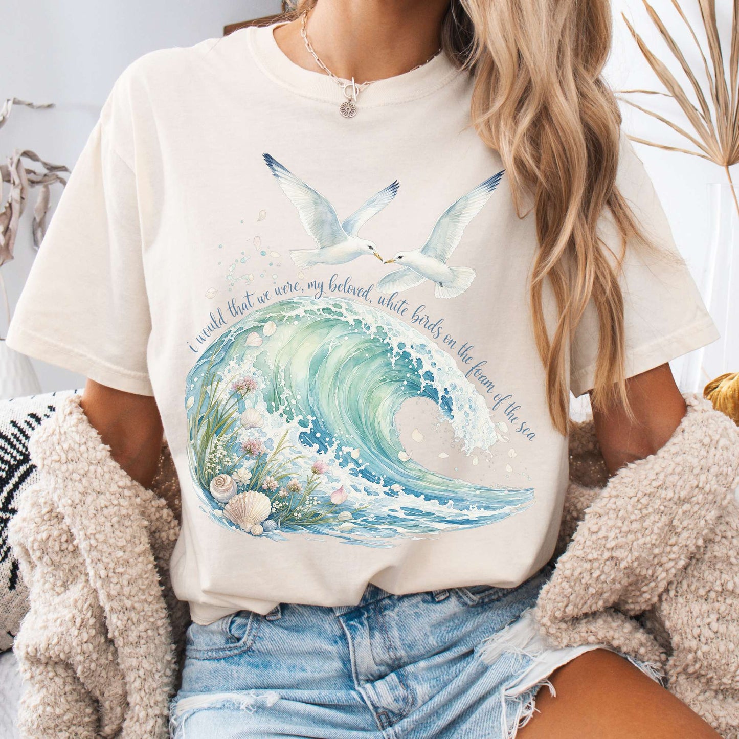 T-Shirt Ivory / S I Would That We Were White Birds W.B. Yeats Literary T-Shirt The Mystic Eden